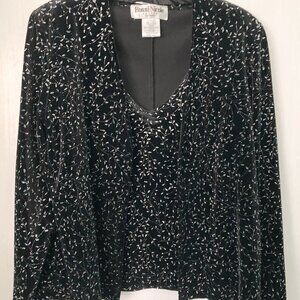 Ronni Nicole Petite by Ouida PS Black/Silver Metallic Velour Tank & Jacket